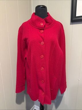 Semantiks Women’s Plus 1X Vibrant Red Button-Front Wool Coat